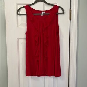 Red Sleeveless Ruffle Top